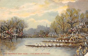 University Boat Race Row Boats the Start at Putney, London England Unused 