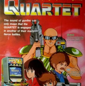 Quartet Arcade Flyer Original 1986 Video Game Artwork Space Age Retro Japan