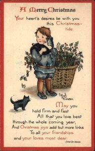 Nister Ethel Dewees Little Boy with Kitty Cats c1910 Vintage Postcard