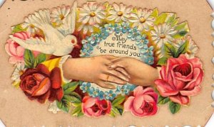 Approx. Size: 2.5 x 4 May true friends be around you  Late 1800's Tradecard N...