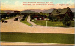 Vtg 1910 Grand Boulevard Brentwood Park Los Angeles Pacific Electric CA Postcard