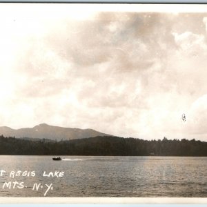 c1930s Adirondack Mountains NY RPPC Upper St Regis Lake Real Photo Postcard A100