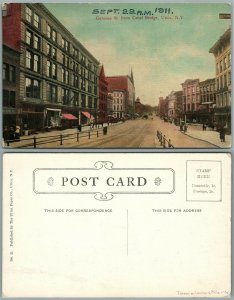 UTICA N.Y. GENESEE STREET FROM CANAL BRIDGE ANTIQUE 1911 POSTCARD