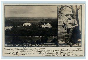 c1905 Daniel Webster's Home Center Marshfield MA, D.T Burell RPPC Photo Postcard