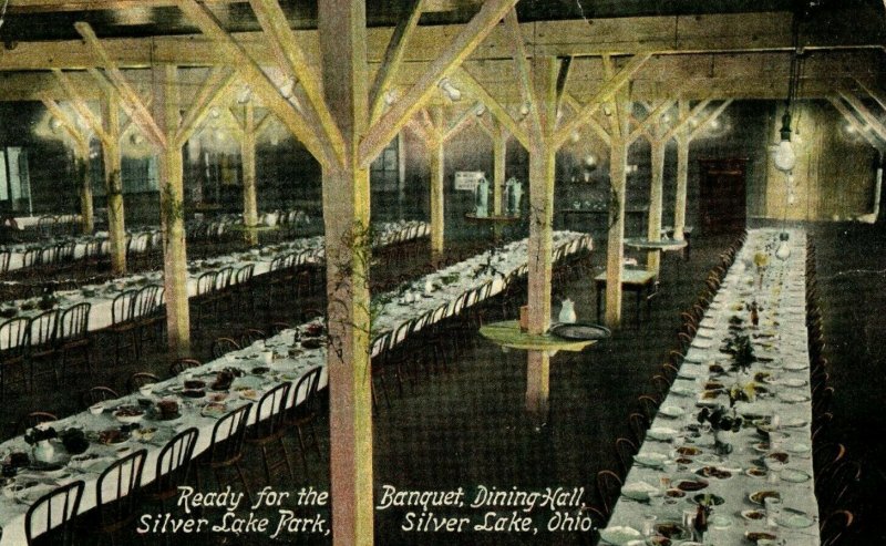 c. 1910 Banquet Dining Hall Inside View Silver Lake, OH. Postcard P15 