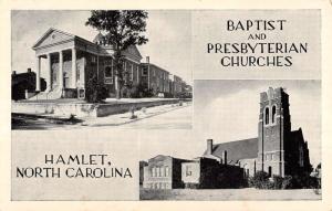 Hamlet North Carolina Baptist Presbyterian Churches Antique Postcard K94495