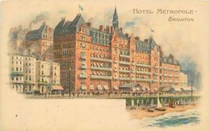 Boats Brighton UK Metropole Hotel Waterfront Postcard 825