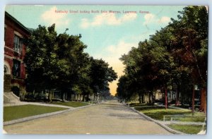 Lawrence Kansas KS Postcard Kentucky Street Looking North Warren c1913 Vintage