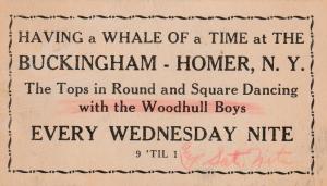 Buckingham Dance Hall Advertisement - Homer NY, New York - pm 1946