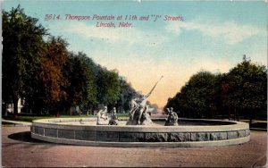 Nebraska Lincoln Thompson Fountain At 11th and J Streets 1911