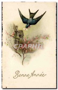 Old Postcard Swallow Fancy Happy new year