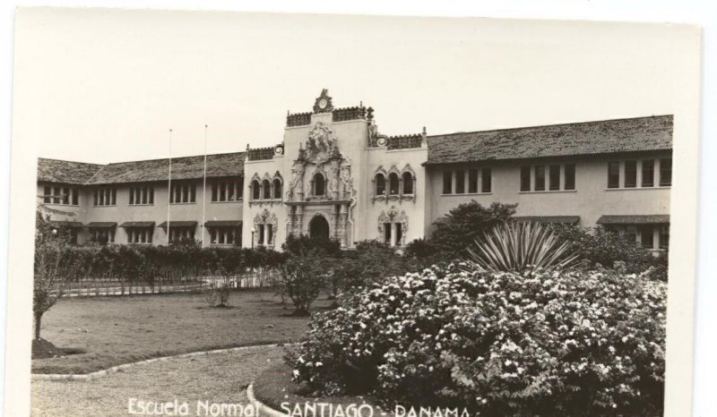 RPPC Postcard Escuela Normal Santiago Panama