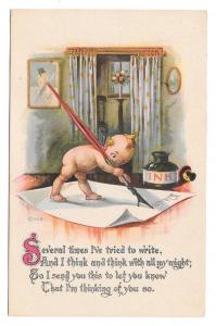 Kewpie Vintage Postcard Gartner & Bender Writing Letter