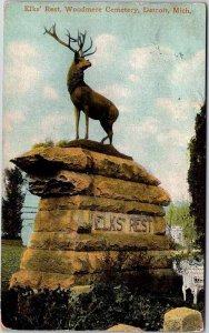 Postcard CEMETERY SCENE Detroit Michigan MI AM4335