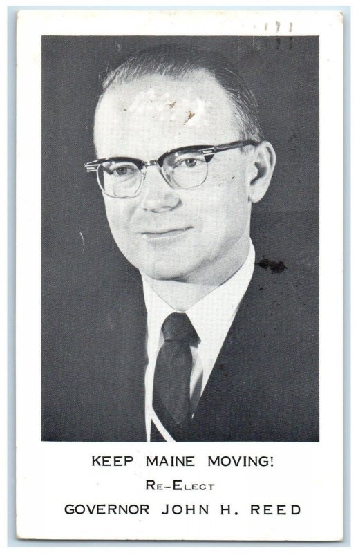 1966 Governor John H. Reed Re Elect Political Advertising Augusta ME Postcard