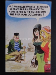 Bamforth Comic Postcard Pier Theme HIS PIER HAD COLLAPSED!