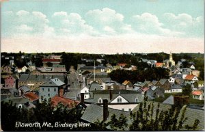 Vtg 1910s Birdseye View Ellsworth Maine ME Unused Postcard