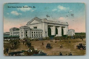 1916 Union Station Kansas City MO Missouri Postcard