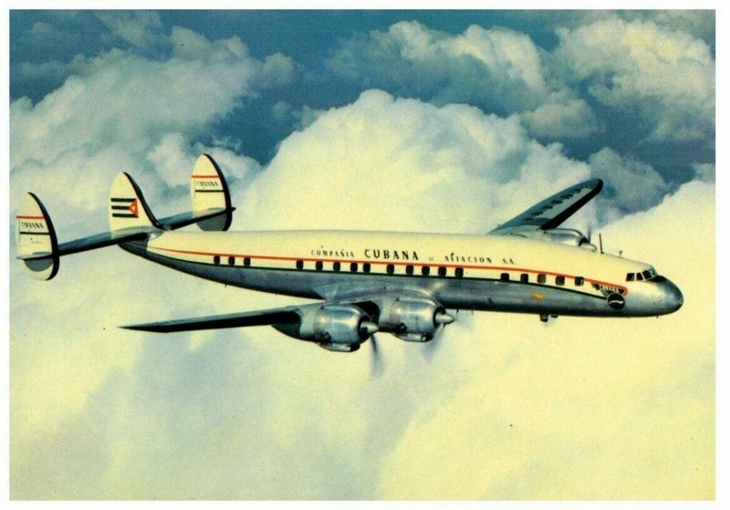 Cubana Lockheed L 1049E Supre Constellation Airplane Postcard 