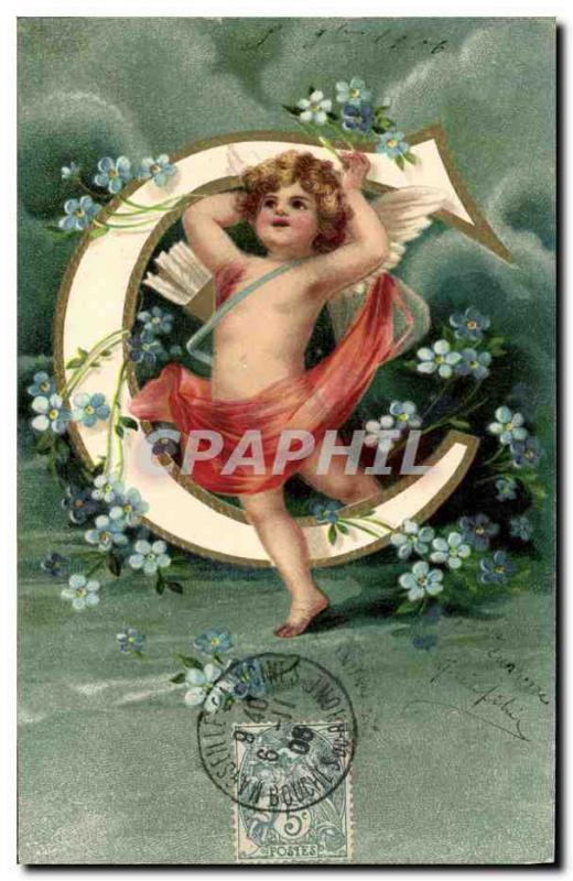 Old Postcard Fantasy Angel Letters Letter C