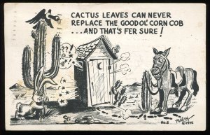 Cactus leaves can never replace corn cob. Vintage Bob Petley postcard, Phoenix