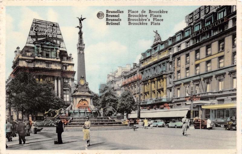 BRUSSELS BRUXELLES BELGIUM PLACE  de BROUCKERE~BROUCKERE'S PLACE  POSTCARD