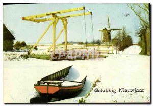 Postcard Modern Gelukking Nieuwjaar Windmill