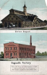 13018 Union Depot & Osgood's Last & Peg Factory, Indianapolis in 1854 Vews