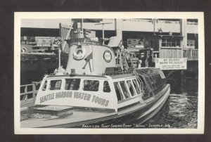 RPPC SEATTLE WASHINGTON SIGHT SEEING BOAT WAVE REAL PHOTO POSTCARD COAT