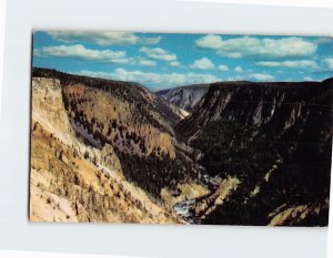 Postcard The Grand Canyon Of The Yellowstone Looking Downstream Wyoming USA