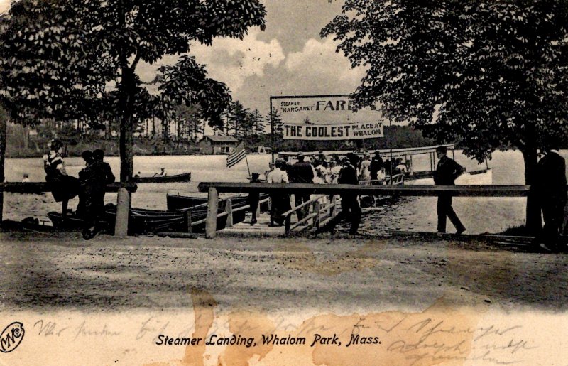 Whalom Park, Massachusetts - Steamer Landing Coolest Place at Whalom - in 1910