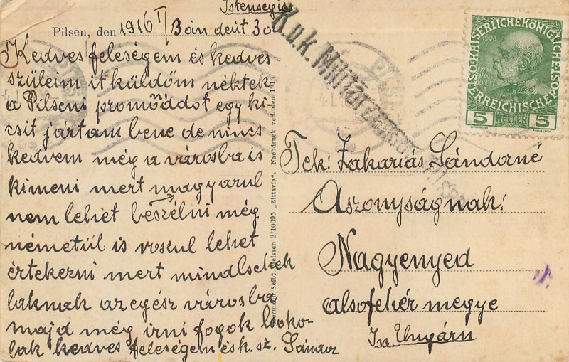 Postcard Czech Republic Pilsen Kopetzky promenade