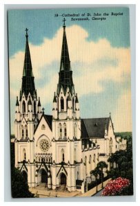 Vintage 1940's Postcard Catholic Cathedral St. John the Baptist Savannah Georgia