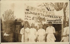 Occupation Bartenders Funny Banner Labor Union c1910 Real Photo Postcard