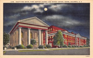 Columbia South Carolina 1940s Postcard First Baptist Church & Sunday School R...