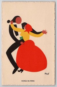 Portugal Danca Da Roda Pilo Dancing Figures Postcard N25