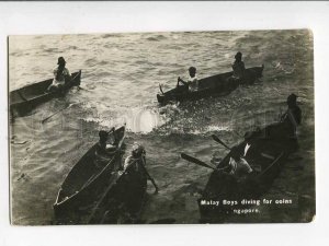 3034227 SINGAPORE Malay boys diving for coins VINTAGE PC