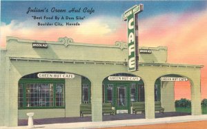 Linen Postcard Julian's Green Hut Cafe Boulder City Nevada Unposted