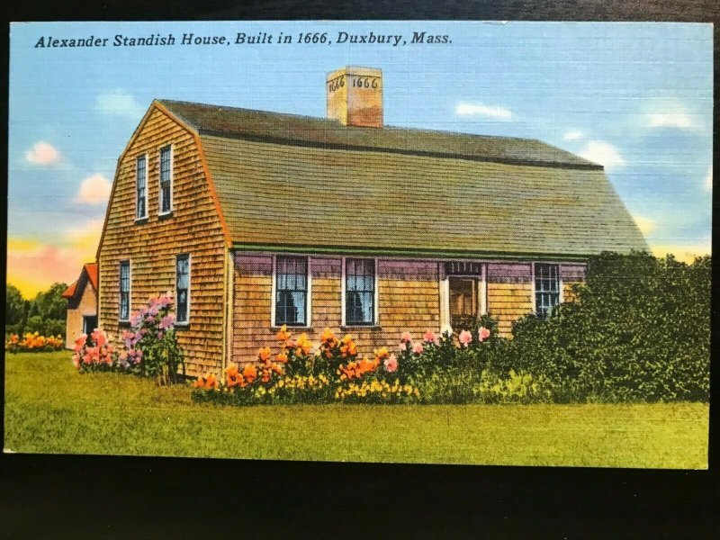 Vintage Postcard 1930-1945 Alexander Standish House, Duxbury Massachusetts (MA)