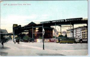 NEW YORK, NY  110th Street Elevated RAILWAY CURVE Street Scene  c1910s  Postcard