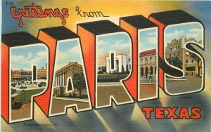 Paris Texas Large Letters multi View Dallas Teich 1947 Postcard 21-7286