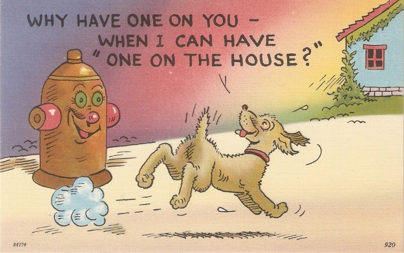Comic dog. Why have one on you -When I can have.. Humorous American linen PC