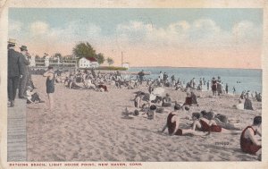 NEW HAVEN, Connecticut, PU-1918; Bathing Beach, Light House Point