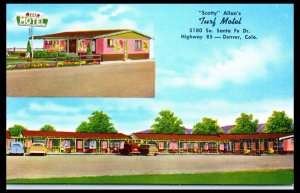 1950s Scotty Allan's Turf Motel Denver CO Postcard