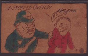 I Stopped Over In Helena,Police Officer Leather Postcard 
