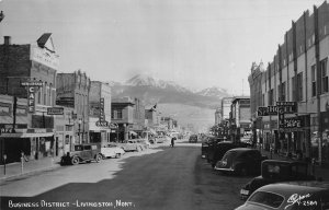 J77/ Livingston Montana RPPC Postcard c1940-50s Business District Stores 12