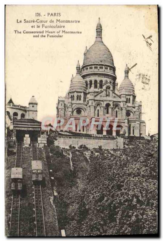 Old Postcard Paris The Sacre Coeur of Montmartre and the Funicular