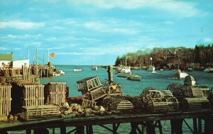 Lobster Gear Pier Dock Ocean Water Fishing Boats F. Lucille Johnstone Postcard