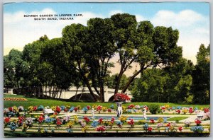 Vtg South Bend Indiana IN Sunken Gardens Leeper Park 1940s View Postcard