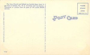 Miami Florida Gesu Catholic Church Linen Postcard Unused